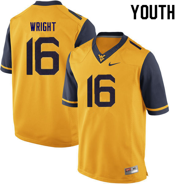 NCAA Youth Winston Wright West Virginia Mountaineers Gold #16 Nike Stitched Football College Authentic Jersey XM23Z45FJ